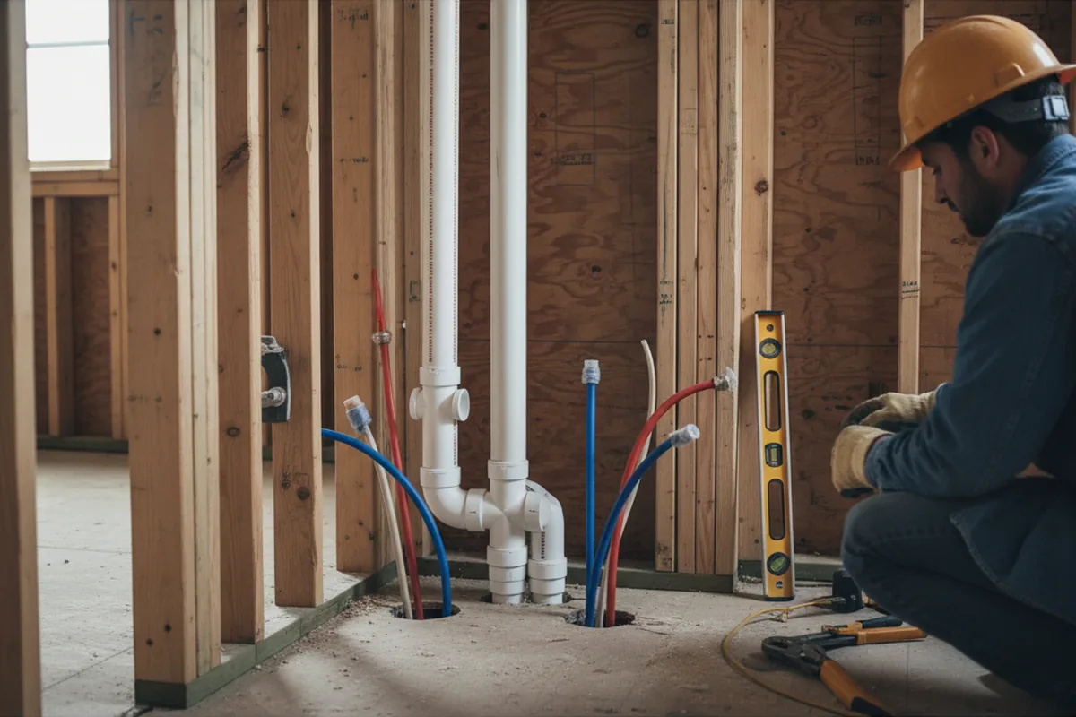 Drain and supply rough-in during Drain Cleaning in Watauga